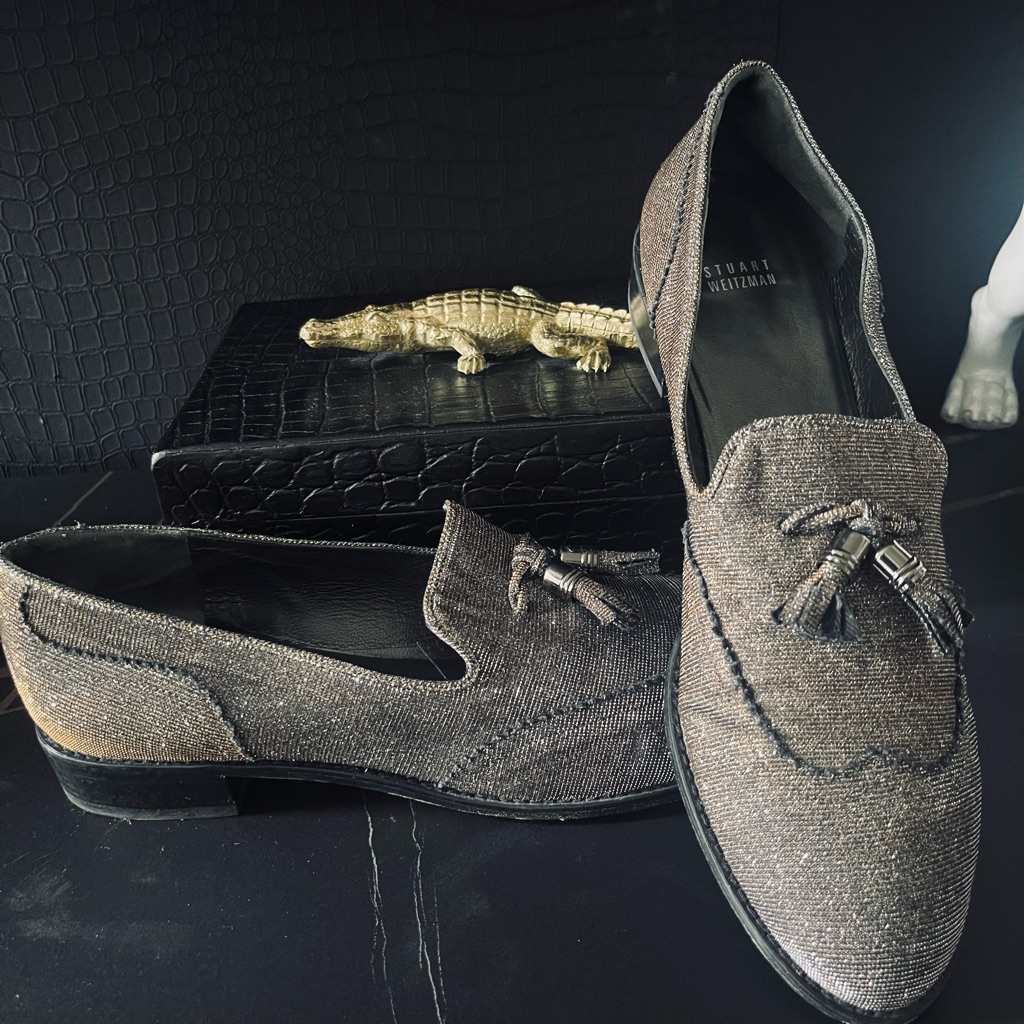 Stuart Weitzman Metallic Loafers With Tassels